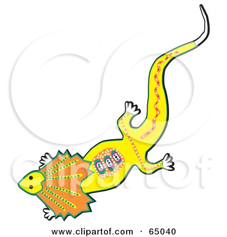 Royalty-Free (RF) Clipart Illustration of an Aboriginal Styled Frilled Lizard by Dennis Holmes Designs
