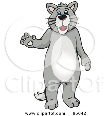 Royalty-Free (RF) Clipart Illustration of a Tall Gray Fat Cat Walking On Its Hind Legs by Dennis Holmes Designs