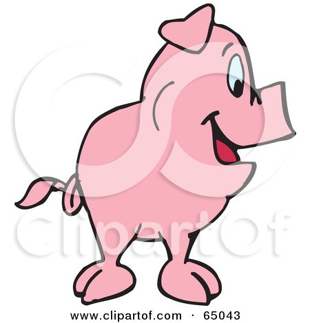 Royalty-Free (RF) Clipart Illustration of a Pink Pig Facing Right by Dennis Holmes Designs