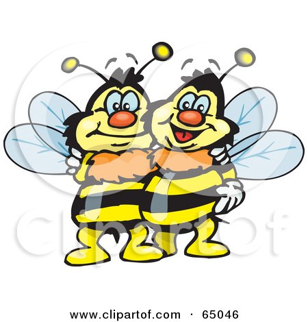 Royalty-Free (RF) Clipart Illustration of a Pair Of Happy Embracing Bees by Dennis Holmes Designs