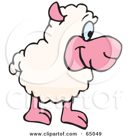 Royalty-Free (RF) Clipart Illustration of a Friendly Sheep Facing Right by Dennis Holmes Designs