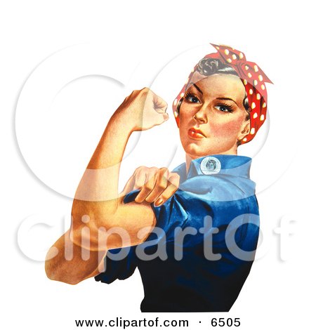 Rosie the Riveter Isolated on White, Facing Left Clipart by JVPD