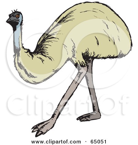 Royalty-Free (RF) Clipart Illustration of a Wandering Beige Emu by Dennis Holmes Designs