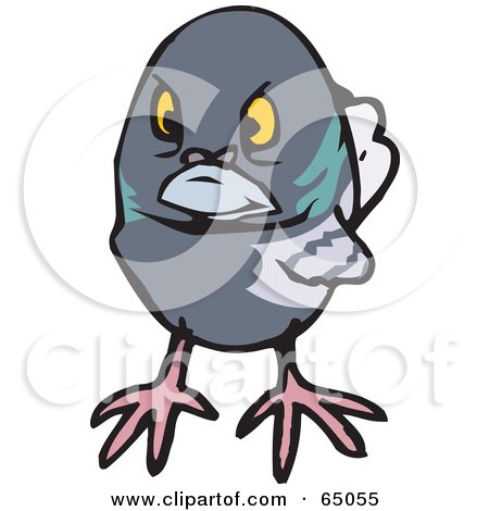 Royalty-Free (RF) Clipart Illustration of a Grumpy Pigeon Facing Front by Dennis Holmes Designs
