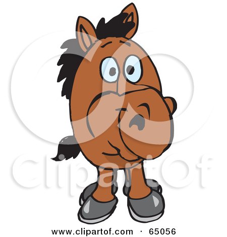 Royalty-Free (RF) Clipart Illustration of a Brown Horse Facing Front by Dennis Holmes Designs