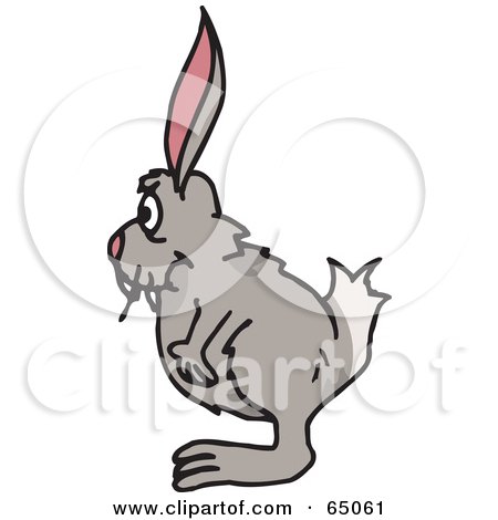 Royalty-Free (RF) Clipart Illustration of a Shaggy Wild Rabbit Facing Left by Dennis Holmes Designs