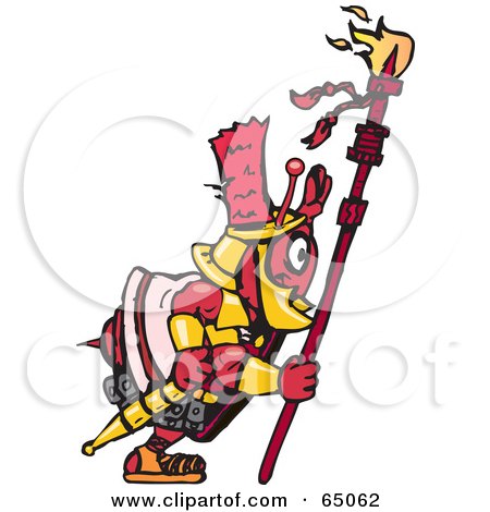 Royalty-Free (RF) Clipart Illustration of a Warrior Fire Ant Facing Right by Dennis Holmes Designs