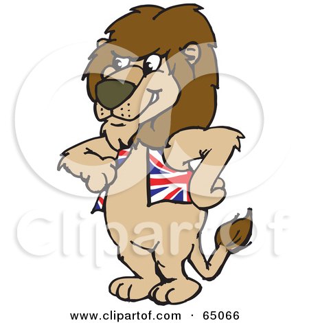 Royalty-Free (RF) Clipart Illustration of a British Lion Wearing A Vest by Dennis Holmes Designs
