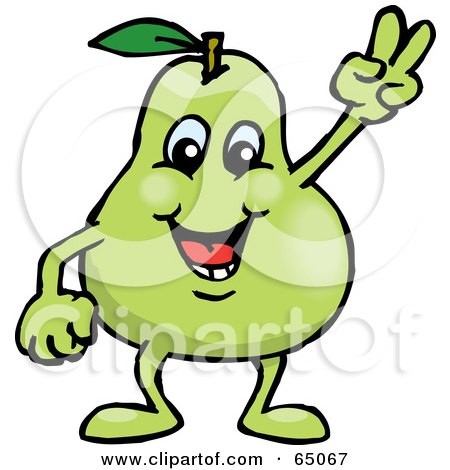 Royalty-Free (RF) Clipart Illustration of a Peaceful Pear Gesturing The Peace Sign by Dennis Holmes Designs