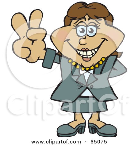 Royalty-Free (RF) Clipart Illustration of a Peaceful Businesswoman Gesturing The Peace Sign - Version 4 by Dennis Holmes Designs