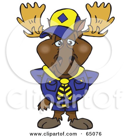 Royalty-Free (RF) Clipart Illustration of a Scout Moose In Uniform by Dennis Holmes Designs