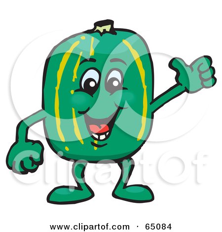 Royalty-Free (RF) Clipart Illustration of a Watermelon Giving The Thumbs Up by Dennis Holmes Designs