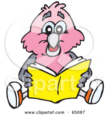 Royalty-Free (RF) Clipart Illustration of a Galah Cockatoo Reading A Book by Dennis Holmes Designs