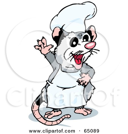 Royalty-Free (RF) Clipart Illustration of a Waving Chef Opossum by Dennis Holmes Designs
