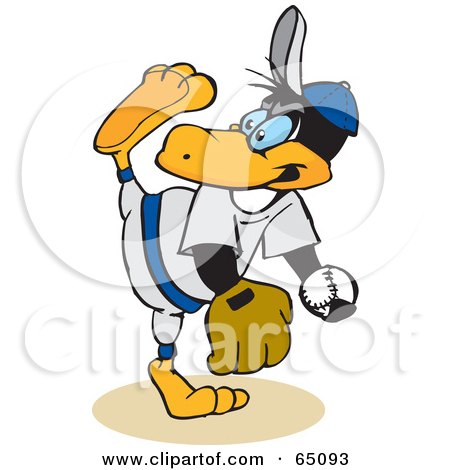 Royalty-Free (RF) Clipart Illustration of a Baseball Penguin Pitching by Dennis Holmes Designs