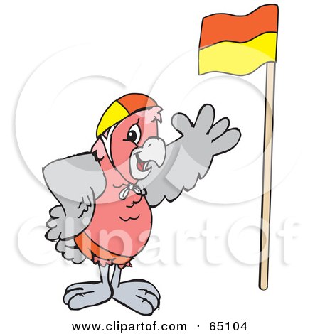 Royalty-Free (RF) Clipart Illustration of a Galah Cockatoo With a Flag by Dennis Holmes Designs