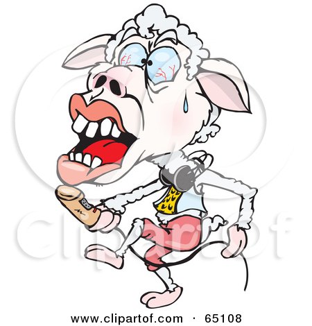 Royalty-Free (RF) Clipart Illustration of a Singing Lamb With Blood Shot Eyes by Dennis Holmes Designs