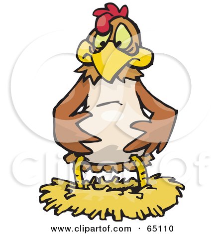 Royalty-Free (RF) Clipart Illustration of a Disappointed Chicken Over An Empty Nest by Dennis Holmes Designs
