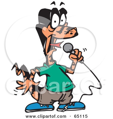 Royalty-Free (RF) Clipart Illustration of a Karaoke Goanna Lizard by Dennis Holmes Designs