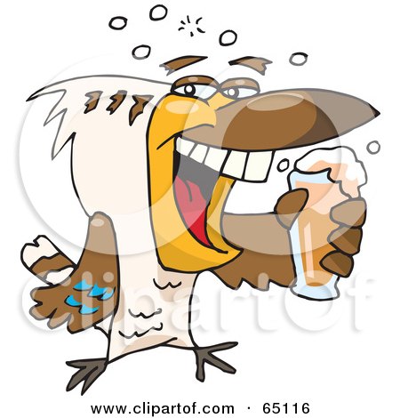 Royalty-Free (RF) Clipart Illustration of a Kookaburra Bird Drinking Beer by Dennis Holmes Designs