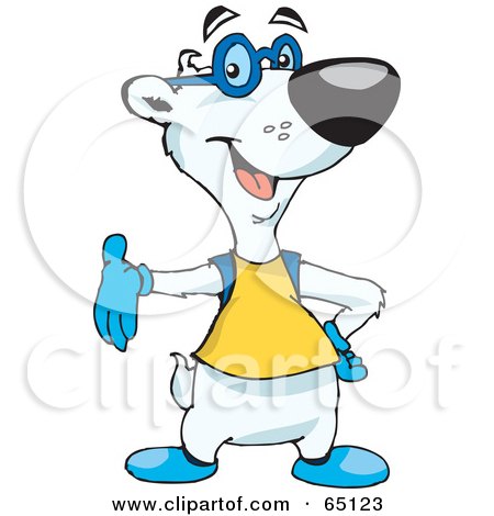 Royalty-Free (RF) Clipart Illustration of a Geeky Polar Bear Wearing A Shirt And Glasses by Dennis Holmes Designs