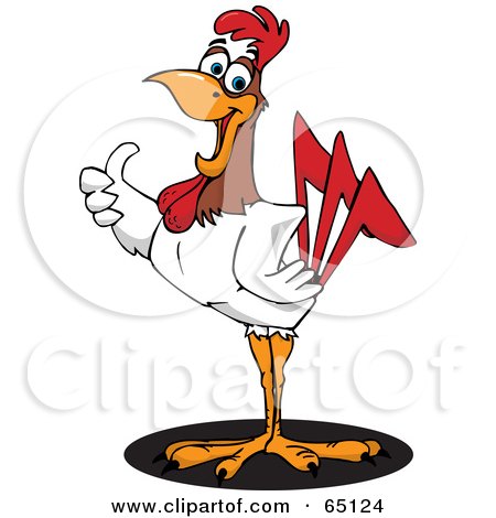Royalty-Free (RF) Clipart Illustration of a Friendly Rooster Giving The Thumbs Up by Dennis Holmes Designs
