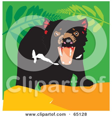 Royalty-Free (RF) Clipart Illustration of a Mean Tasmanian Devil With An Open Mouth by Dennis Holmes Designs
