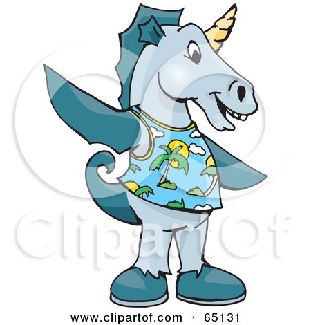 Royalty-Free (RF) Clipart Illustration of a Seahorse Wearing A Tropical Shirt by Dennis Holmes Designs