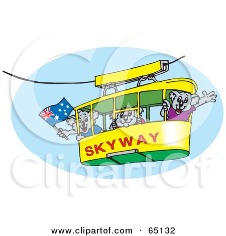 Royalty-Free (RF) Clipart Illustration of a Koala Family Riding On A Skyway by Dennis Holmes Designs