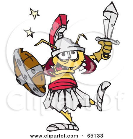 Royalty-Free (RF) Clipart Illustration of a Termite Warrior Holding Up A Sword by Dennis Holmes Designs