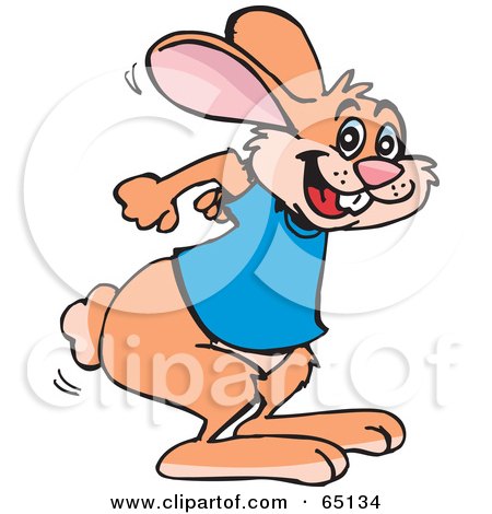 Royalty-Free (RF) Clipart Illustration of a Happy Hare Leaping And Smiling by Dennis Holmes Designs