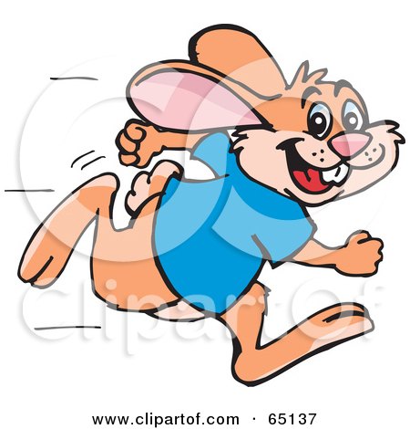 Royalty-Free (RF) Clipart Illustration of a Happy Hare Running And Smiling by Dennis Holmes Designs