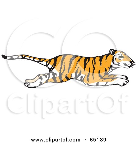 Royalty-Free (RF) Clipart Illustration of a Profiled Running Tiger by Dennis Holmes Designs