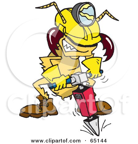 Royalty-Free (RF) Clipart Illustration of a Construction Termite Using A Jackhammer by Dennis Holmes Designs