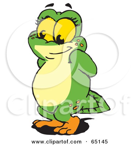 Royalty-Free (RF) Clipart Illustration of a Bashful Green Pollywog Character by Dennis Holmes Designs