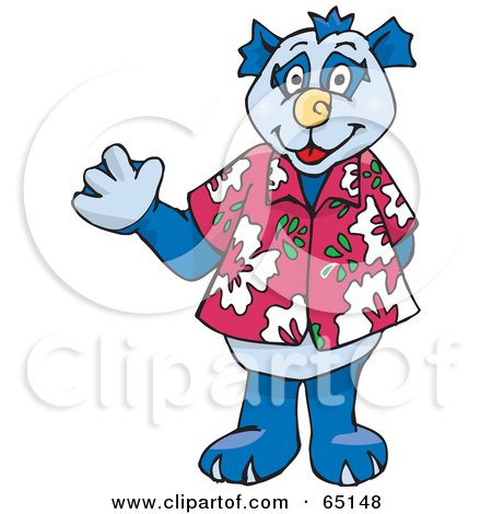 Royalty-Free (RF) Clipart Illustration of a Waving Sea Monster In A Hawaiian Shirt by Dennis Holmes Designs
