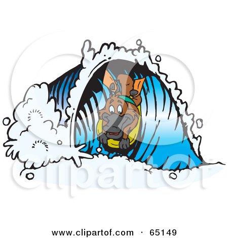 Royalty-Free (RF) Clipart Illustration of a Platypus Surfing A Wave by Dennis Holmes Designs