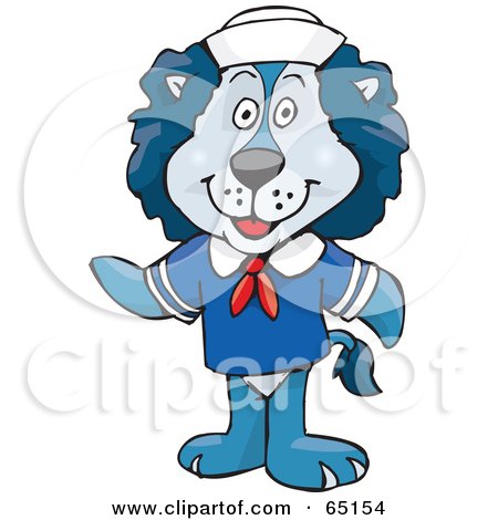 Royalty-Free (RF) Clipart Illustration of a Sea Lion Sailor In Uniform by Dennis Holmes Designs