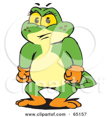 Royalty-Free (RF) Clipart Illustration of a Frustrated Green Pollywog Character by Dennis Holmes Designs