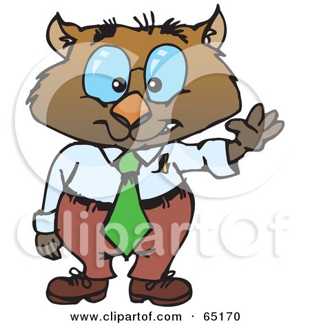 Royalty-Free (RF) Clipart Illustration of a Waving Business Wombat by Dennis Holmes Designs
