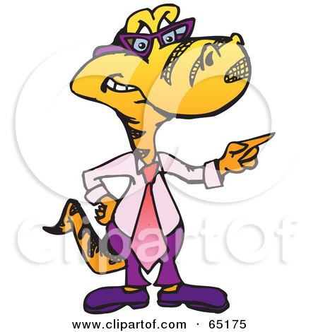 Royalty-Free (RF) Clipart Illustration of a Pointing Business Pointing Business Goanna Lizard by Dennis Holmes Designs