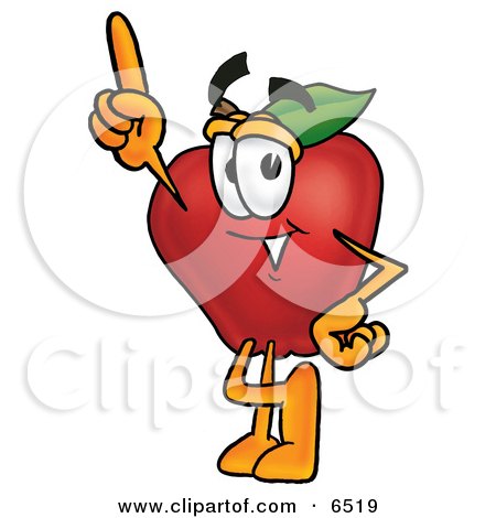 Red Apple Character Mascot Pointing Upwards Clipart Picture by Mascot Junction