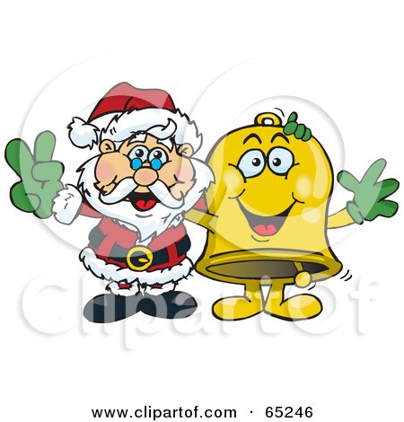 Royalty-Free (RF) Clipart Illustration of a Peaceful Santa Claus And Bell by Dennis Holmes Designs