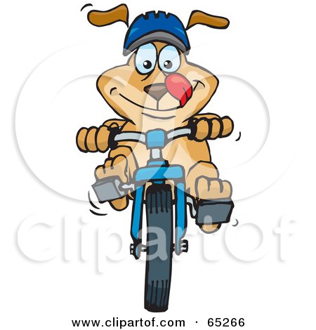 Royalty-Free (RF) Clipart Illustration of a Sparkey Dog Wearing A Helmet And Riding A Bike by Dennis Holmes Designs