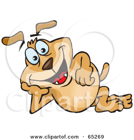 Royalty-Free (RF) Clipart Illustration of a Sparkey Dog Laughing And Reclining by Dennis Holmes Designs