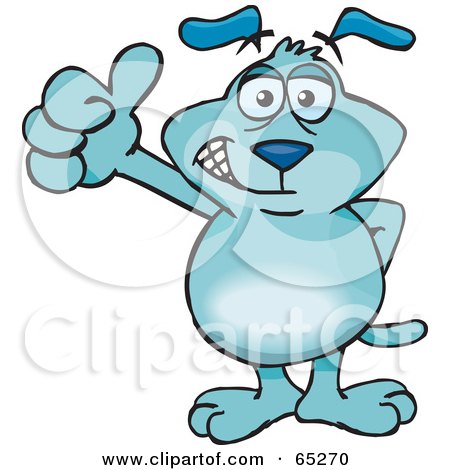Royalty-Free (RF) Clipart Illustration of a Blue Sparkey Dog Giving The Thumbs Up by Dennis Holmes Designs