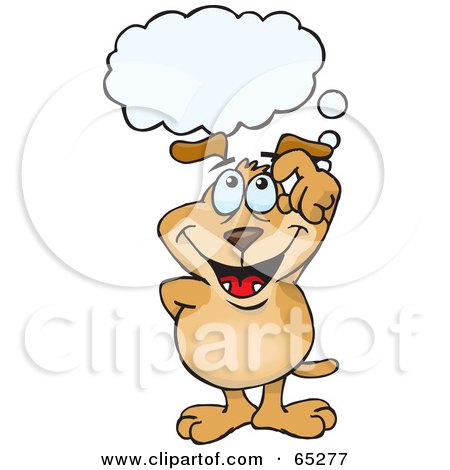Royalty-Free (RF) Clipart Illustration of a Sparkey Dog With A Thought Bubble by Dennis Holmes Designs