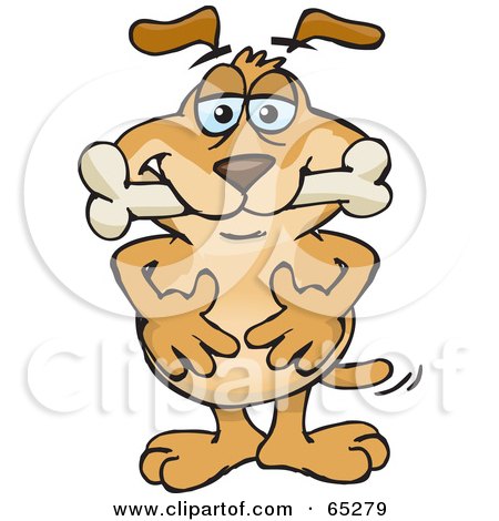 Royalty-Free (RF) Clipart Illustration of a Sparkey Dog With A Bone In His Mouth by Dennis Holmes Designs