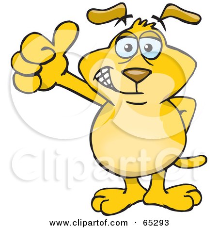 Royalty-Free (RF) Clipart Illustration of a Yellow Sparkey Dog Giving The Thumbs Up by Dennis Holmes Designs