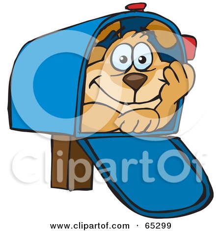 Royalty-Free (RF) Clipart Illustration of a Sparkey Dog Hiding In A Mail Box by Dennis Holmes Designs